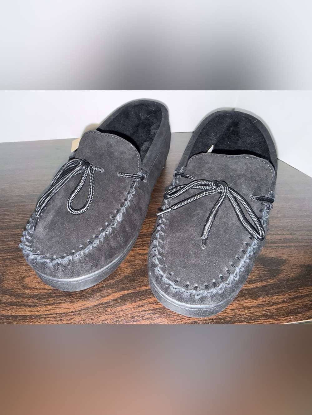 BearPaw womens  Black Suede Moccasin Slip-Ons NIB